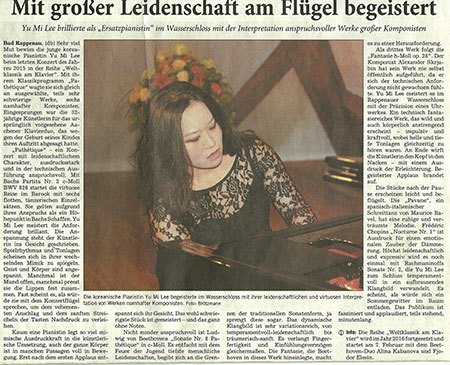 Kritik Yu Mi Lee Rhein Neckar Zeitung, 28.12.2015