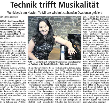 Kritik Yu Mi Lee Altenaer Kreisblatt, 19.05.2015