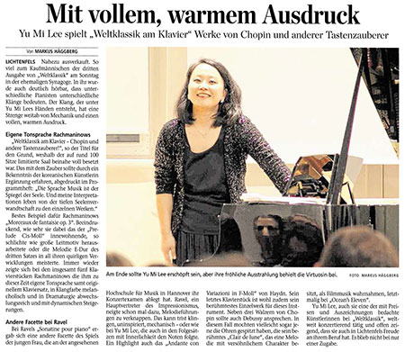 Yu Mi Lee Zeitungsartikel, Obermain Tagblatt, 12.02.2019